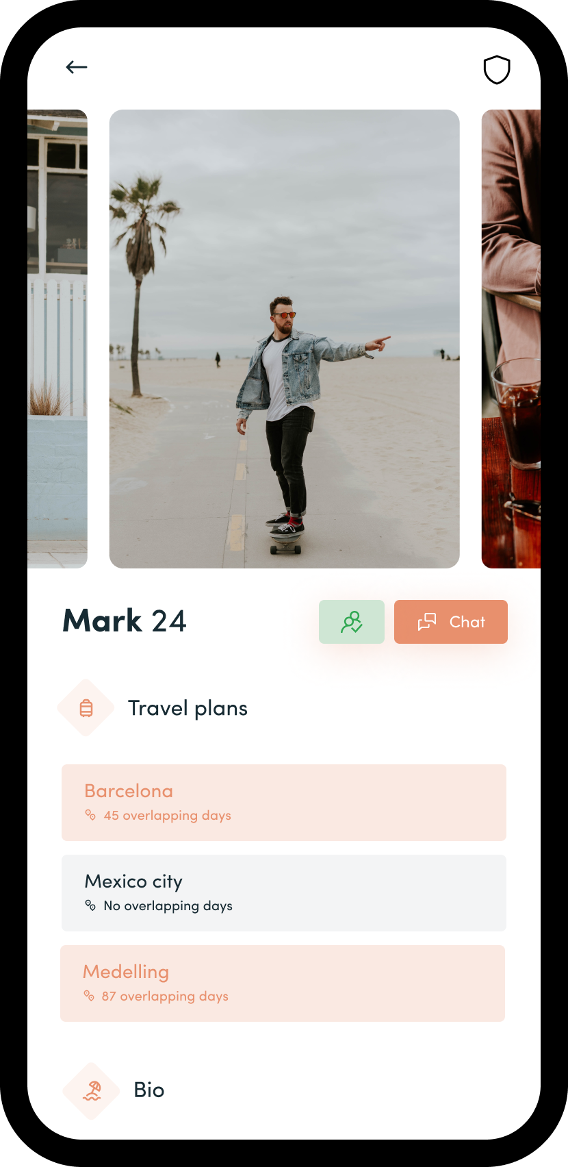 Nomad profile page, tell your story, your travel plans, pictures, etc